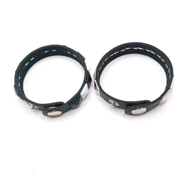 Skater Black + White and Silver Single Row Studded Bracelet Lot Of 2 New - Picture 7 of 9